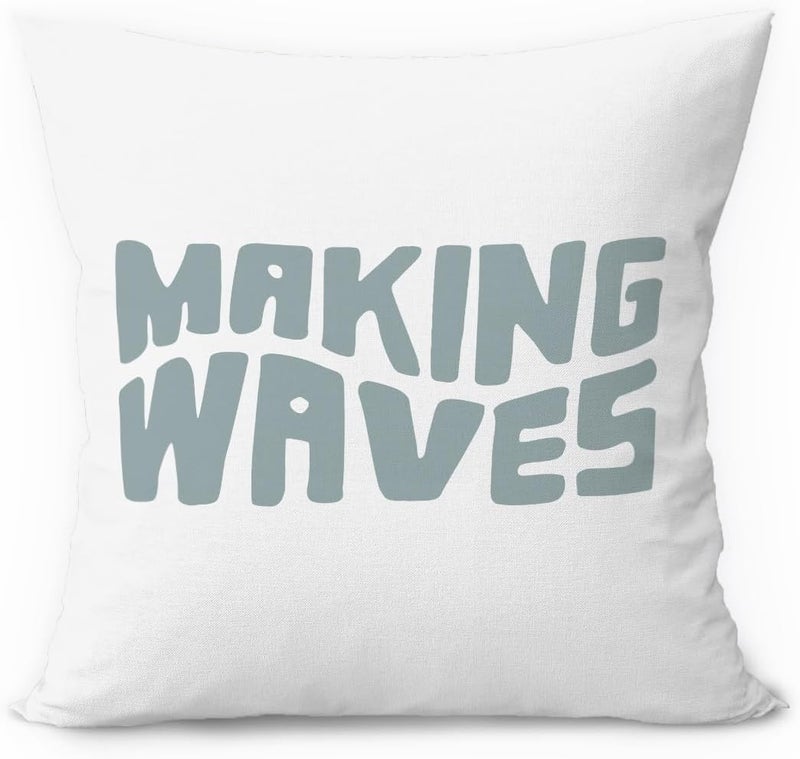 ETVISO Coastal Granddaughter Room Decor, Blue Coastal Pillow Cover 18x18, Making Waves Nautical Coquette Decorative Throw Pillow Case for Girls Bedroom Home Drom Apartment - Image 1